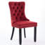 2 pièces de chaises de salle à manger rembourrées en velours, bourgogne. Style élégant, coussin éponge à rebond élevé, base en bois massif Classic 2, siège confortable, pieds-240074594