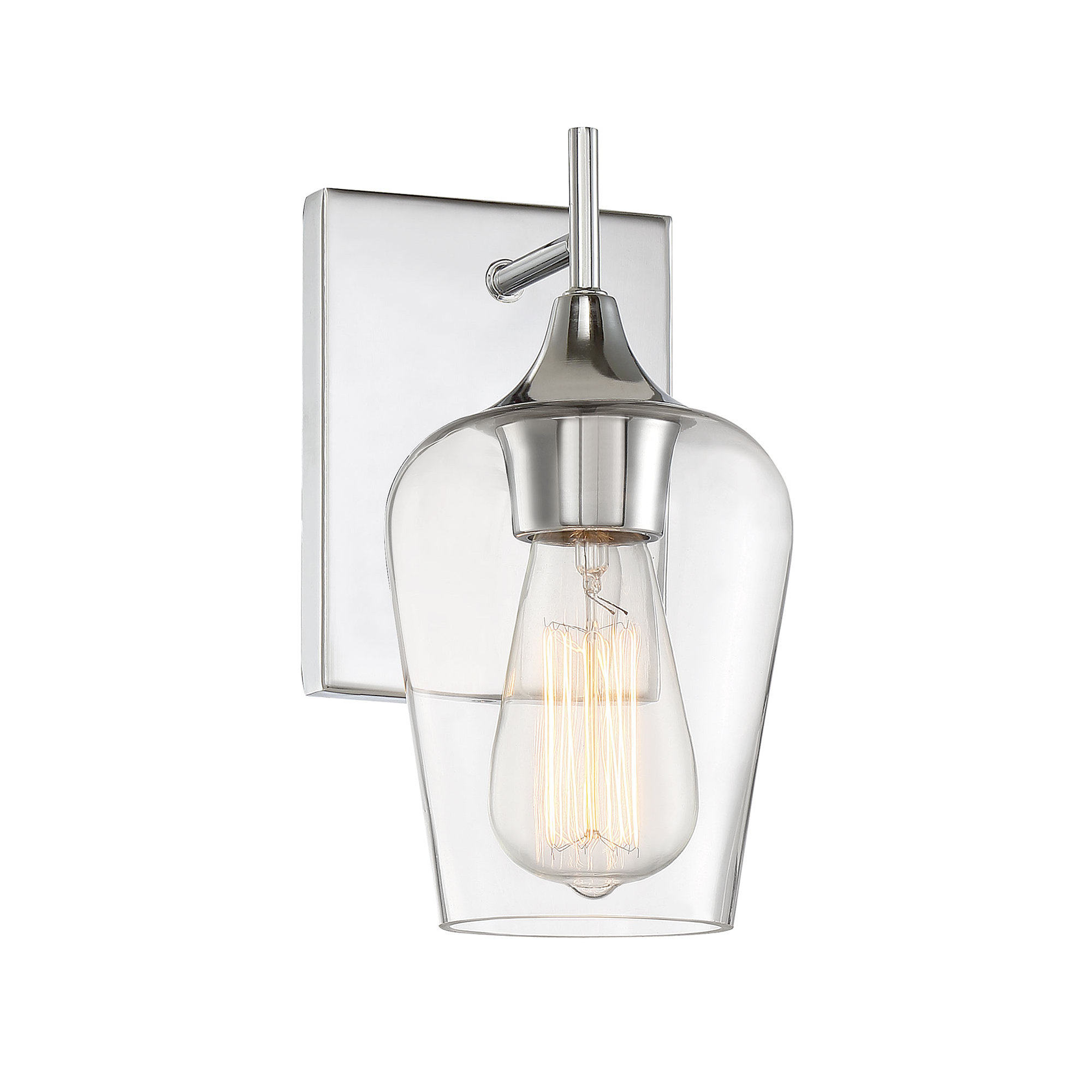 Breena Single Light Dimmable Armed Sconce, Polished Chrome