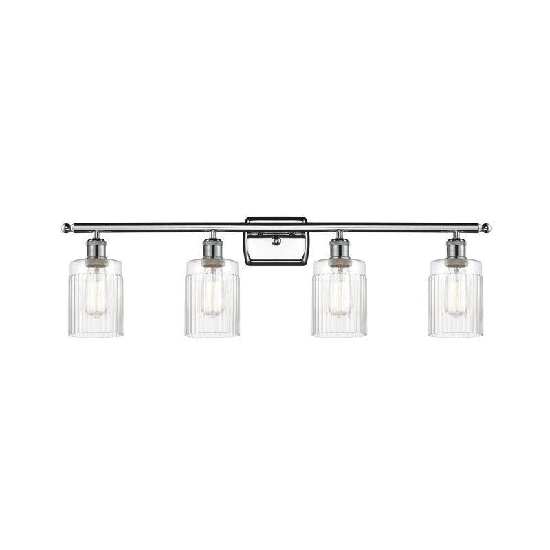 Caplinger 4 - Light Dimmable Vanity Light, 60 Watt Vintage Incandescent Bulb, Clear, Polished Chrome