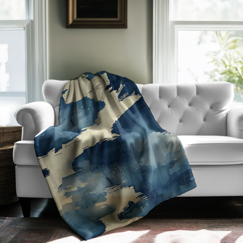 Brushy Lines - 1 Piece Premium Sherpa Blanket, Twin