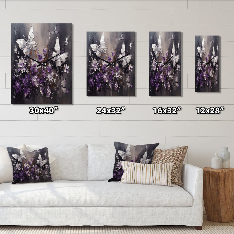 Jammes - Horloge murale florale, H 28 po x l 12 po x P 1 po