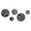 Floral bohème bleu et orange mosaïque 3 - Boho mosaïque ronde art mural ensemble de 5