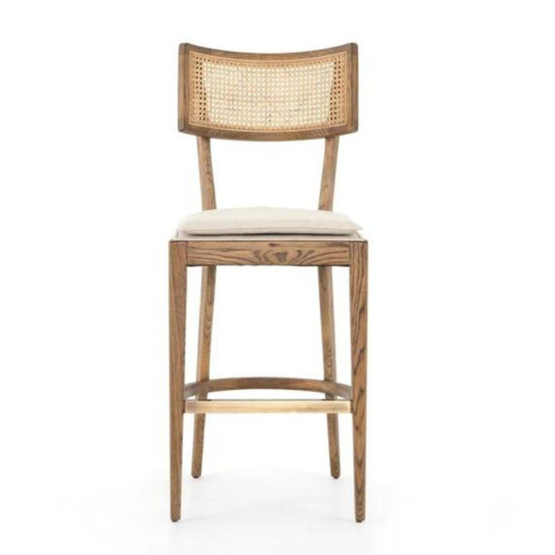 Arlo Cane Back Upholstered Counter Stool, Brown
