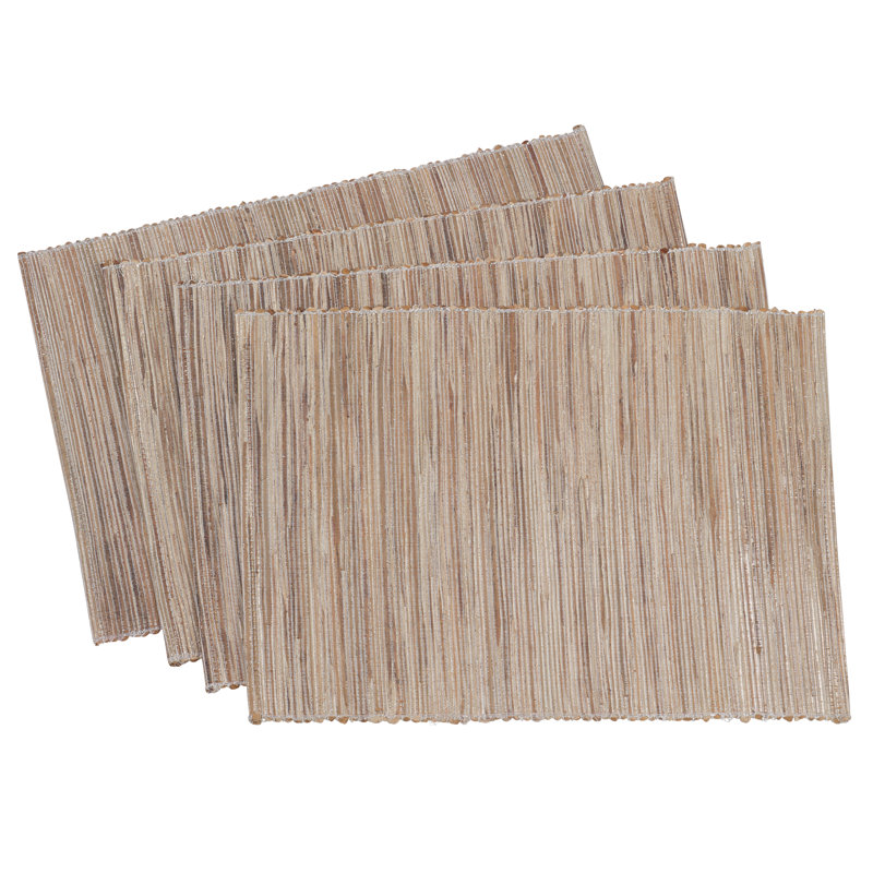 Bevis Water Hyacinth Striped Rectangle Placemat, Natural