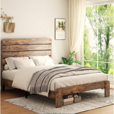Bed Frame King Size, Wood Platform Bed Frame , Noise Free,No Box Spring Needed And Easy Assembly Tool,Large Under Bed Storage,Dark Brown