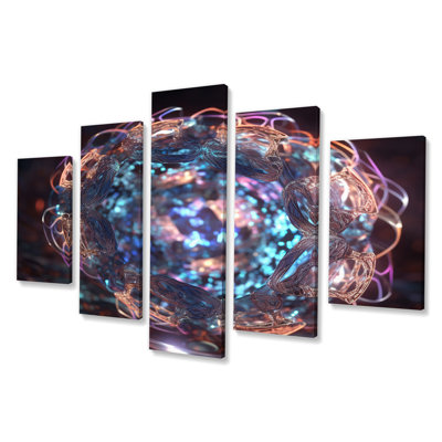 Liquid Crystal Fusion I - Fractals Canvas Wall Art - 5 Panels