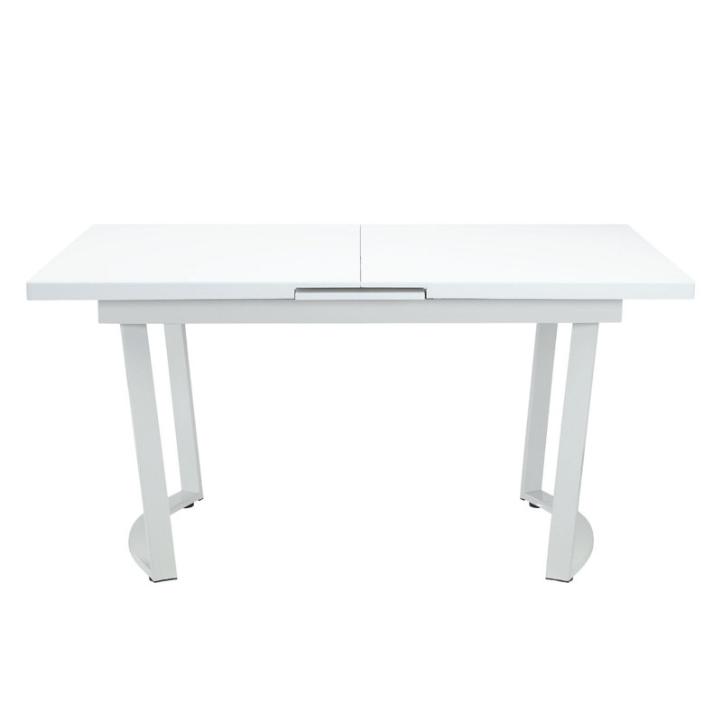 Rectangular Dining Table In High Gloss White Finish,Extendable dining table with Metal Legs