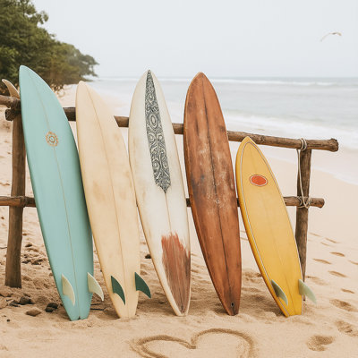 Soul of the Coast – Vintage Surfboard Beach Canvas Art