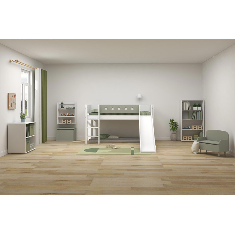 White Loft Bed Bed Frame, White/Grey