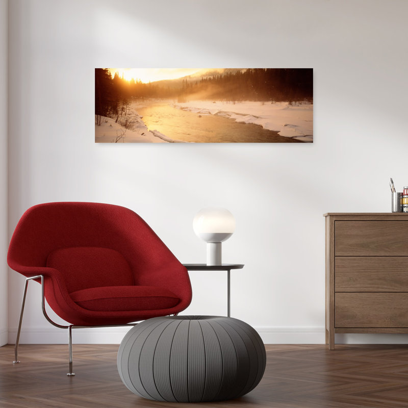Frozen River, BC, British Columbia, Canada, art abstrait contemporain, forêt, art mural, H 12 po x l 36 po