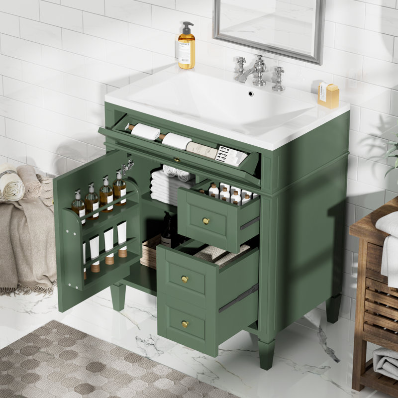 Meuble-lavabo de 30 po avec lavabo supérieur, Vert
