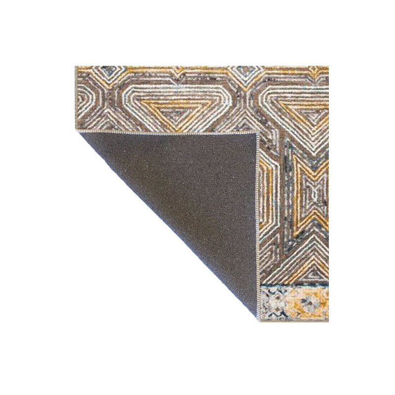 Tapis décoratif tissé à motif de losanges lavable traditionnel, Sous-tapis carré 3 pi 3 po inclus