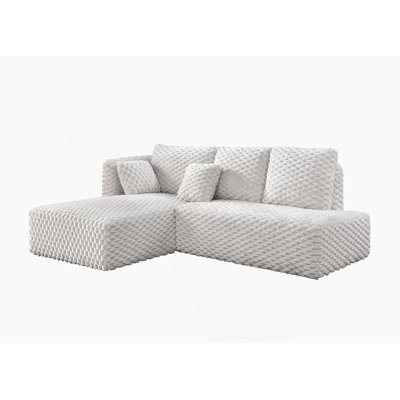 Wood Frame Sectional Sofa With 2 Toss Pillows