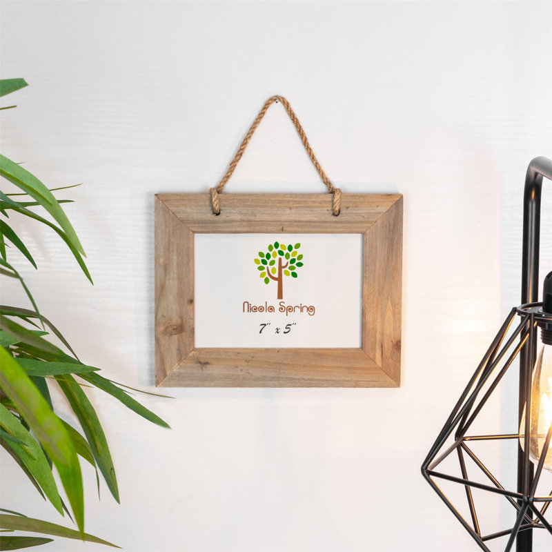 Nicola Spring - Rustic Wooden Hanging Photo Frame - Natural, 19cm H x 24cm W x 5.5cm D