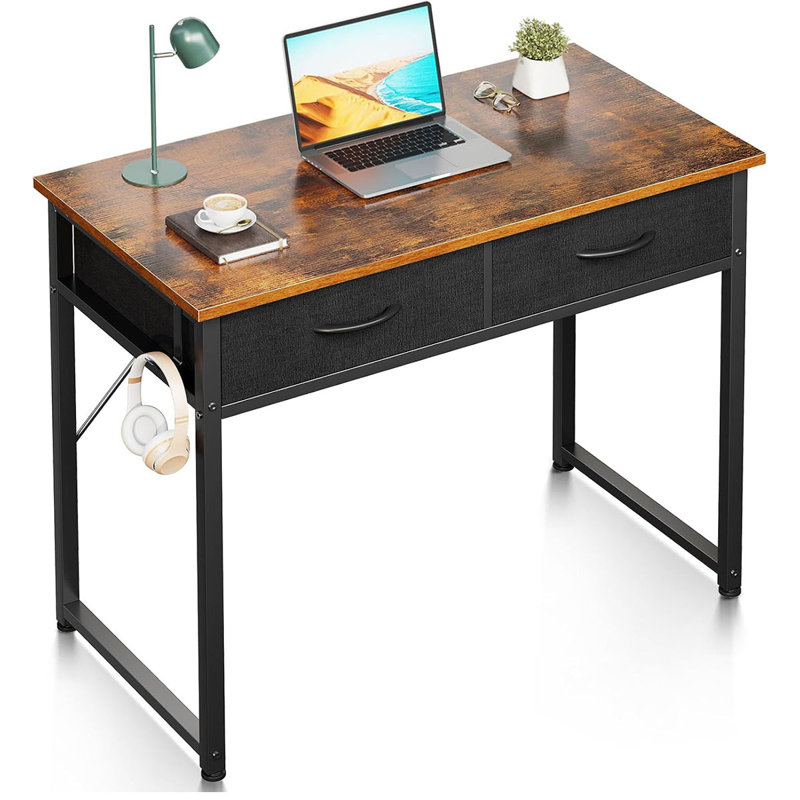 Small Desk With Fabric Drawers- For Bedroom, Vanity Desk With Storage, Home Office Computer Desk For Small Spaces, Modern Work Writing Study Table