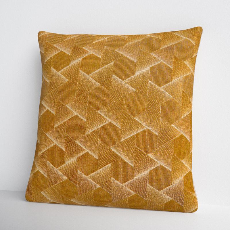 Gretchen Gold Embroidered Square Cotton Throw Pillow Set