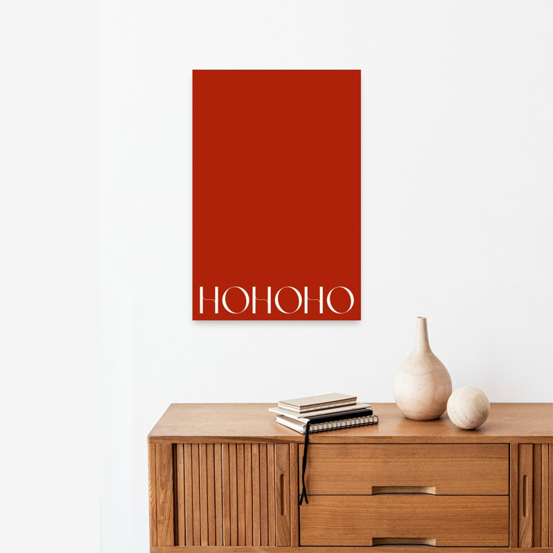 Hohoho Elegant Minimalist Modern Winter Wall Art Print 1 Piece Wrapped Canvas Wall Art, 60.96cm H x 40.64cm W