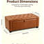 Banc de rangement Banc de rangement 1 pièce 43,3 po x 15,7 po x 15,7 po en similicuir brun avec charnière de sécurité et structure robuste