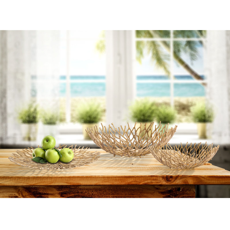 Metal Decorative Bowl And Plate Set