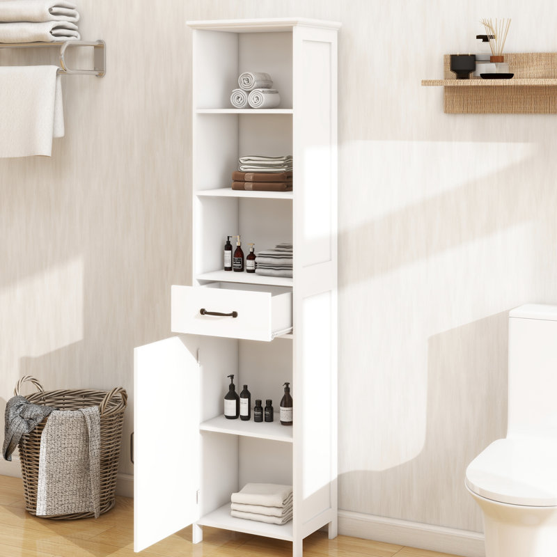 Armoire sur pied à 1 porte, finition blanche, qui s'intègre bien dans diverses décorations et tiroirs, fabrication attrayante, choix de rangement abondants, artisanal, raffinement peint, pour tous les espaces, simple