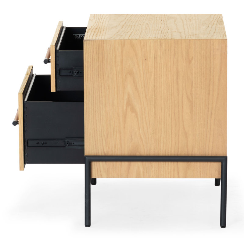 Kufeldt 26" W 2-Drawer Manufactured Wood Nightstand, Natural/Black