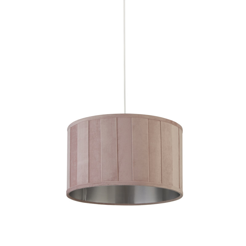 24cm H Faux Velvet Drum Pendant Shade ( Uno ), Pink