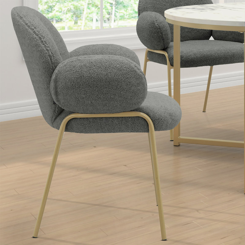 Agawam Dinning Chair 2pack Dark Grey Teddy Fabric, Dark Grey