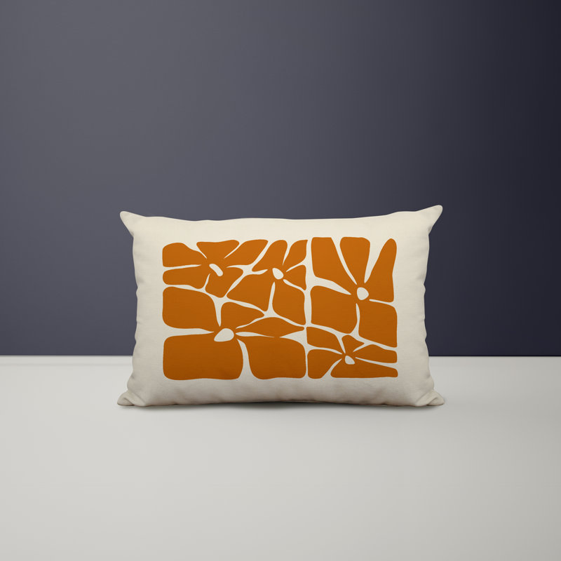 Polyester Lumbar Rectangular Indoor/Outdoor Pillow Cover & Insert, Orange