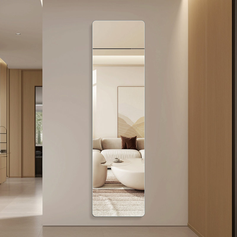 Miroir mural pleine longueur 59 po x 16 po, miroir en verre argenté sans cuivre de 5 mm pour chambre et placard, support incassable