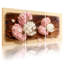 Rose et blanc, hortensia sur toile de bois rustique, impression sur toile, ensemble floral (ensemble de 3)-413886754