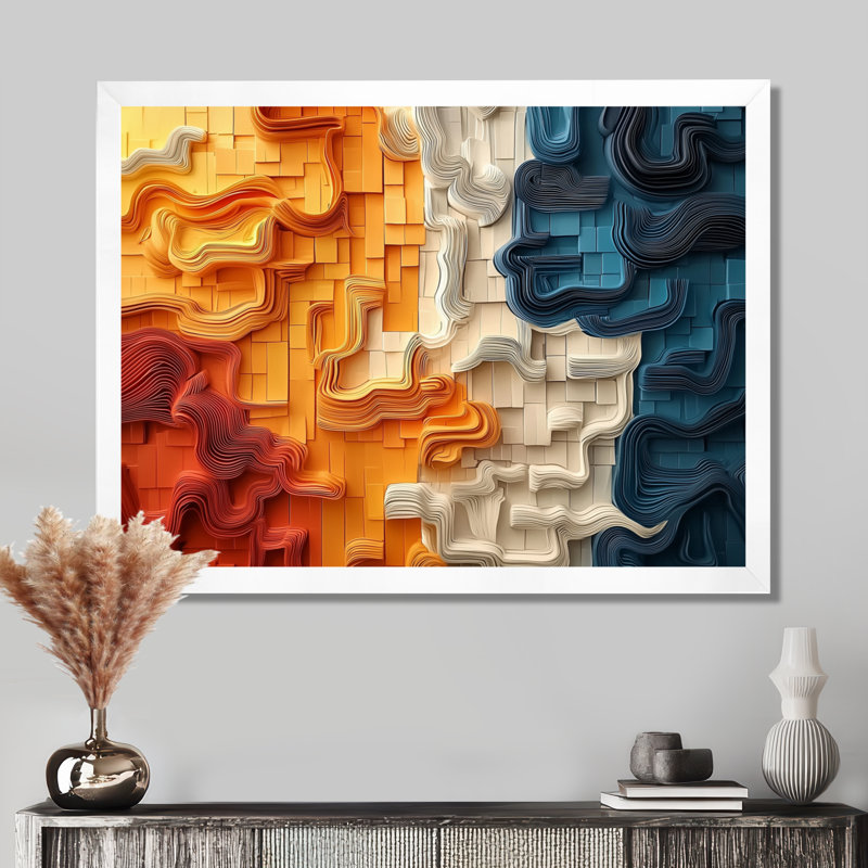 Biomorphism Fragments Forms III - Cubism, reproduction d'art sur toile, H 16 po x l 32 po, Cadre photo blanc