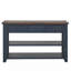 Console en bois de pin massif 48 po, table d'appoint moderne avec 3 tiroirs de rangement et 2 tablettes. Facile à assembler (bleu marine + plateau brun)
