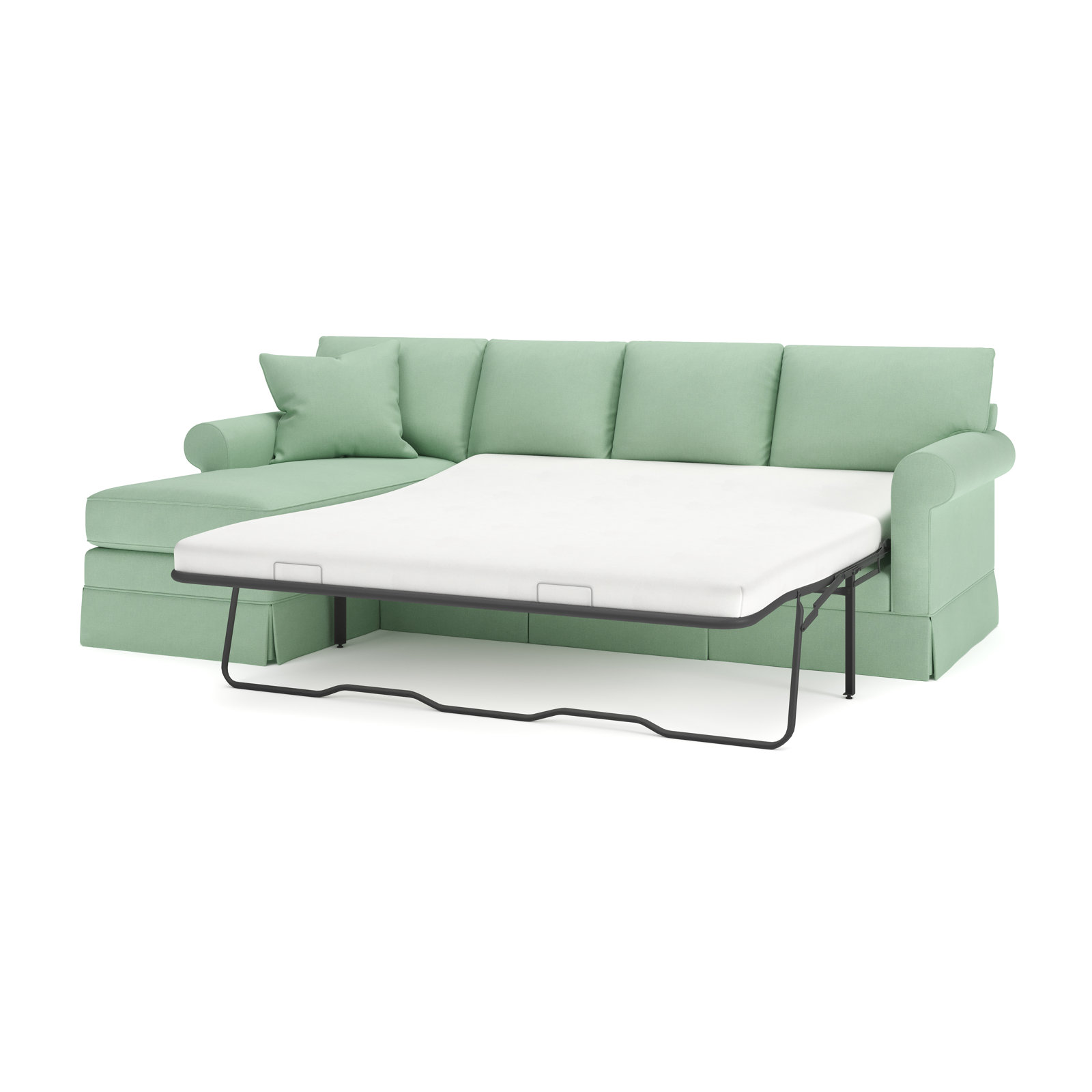 Friedman Sleeper Sectional with Chaise, Bayou Spray Canvas, Left Hand Facing