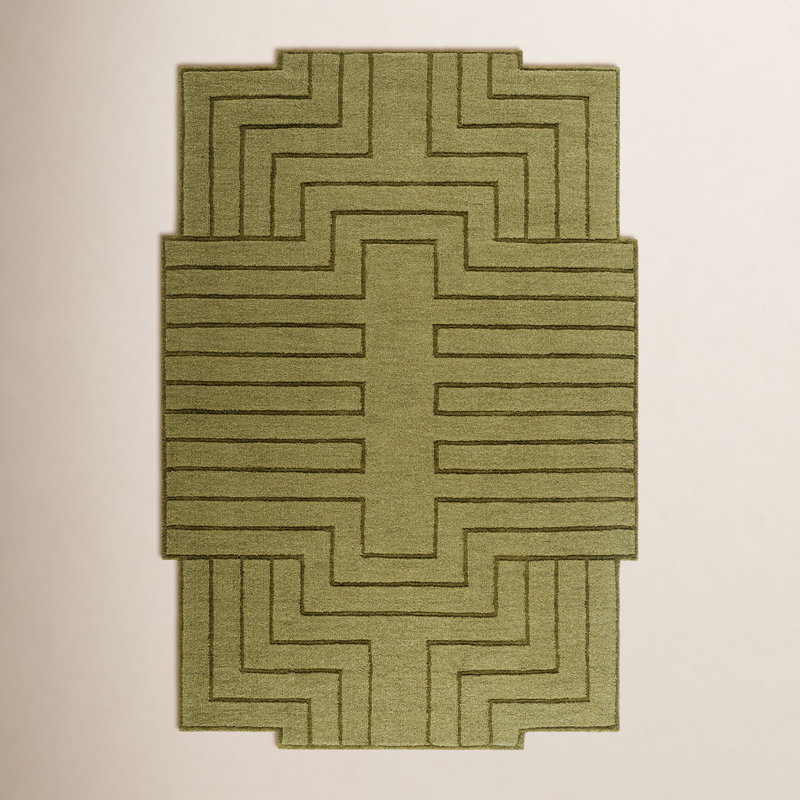 Loretto Hand Loomed Wool Geometric Indoor Rug, Novelty 5'7" x 6'