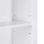 Armoire de rangement pour salle de bain avec quatre portes, tiroirs, tablette réglable et six tablettes ouvertes - Fabrication en panneau de fibres à densité moyenne durable