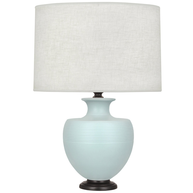 Lampe de table 25,25 po Michael Berman Atlas, Bleu ciel mat / bronze patine profonde