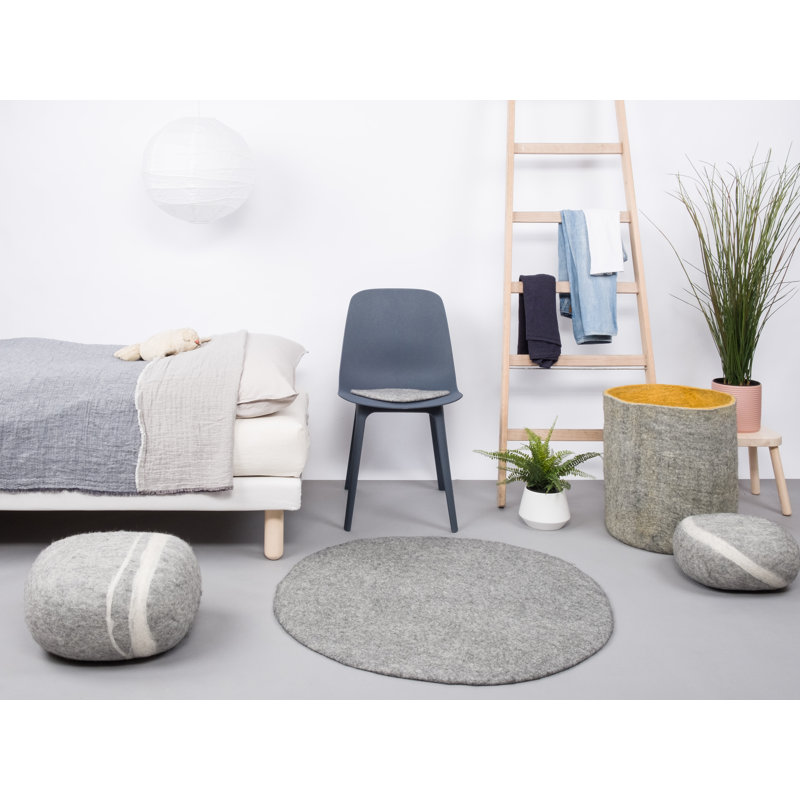 Round Solid Colour Wool Hand Woven Shag Area Rug, Round 200cm
