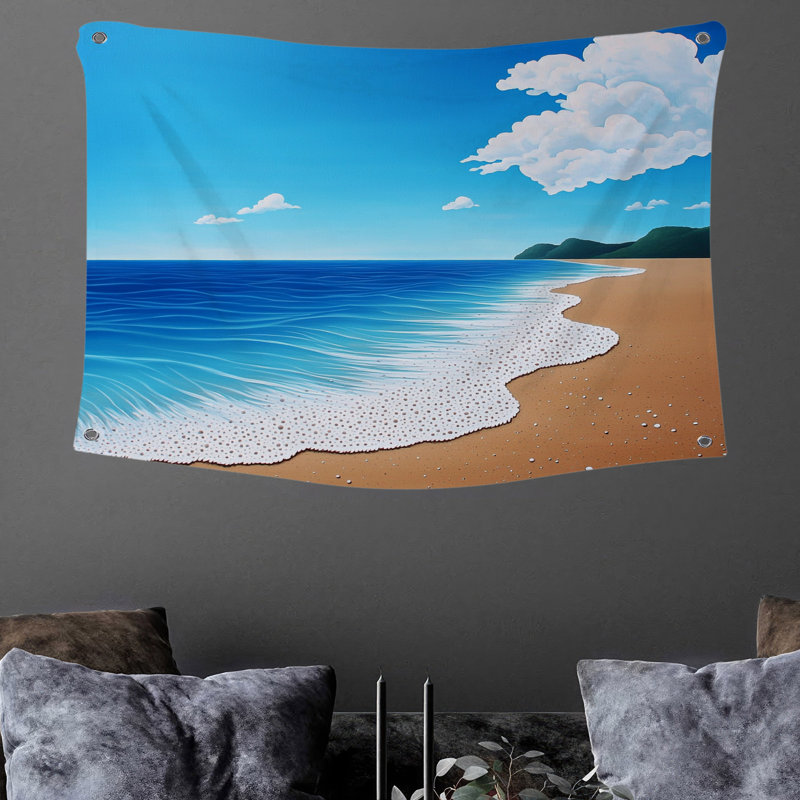 Tapisserie murale bord de mer - Décoration murale paysage, H 50 po x l 60 po