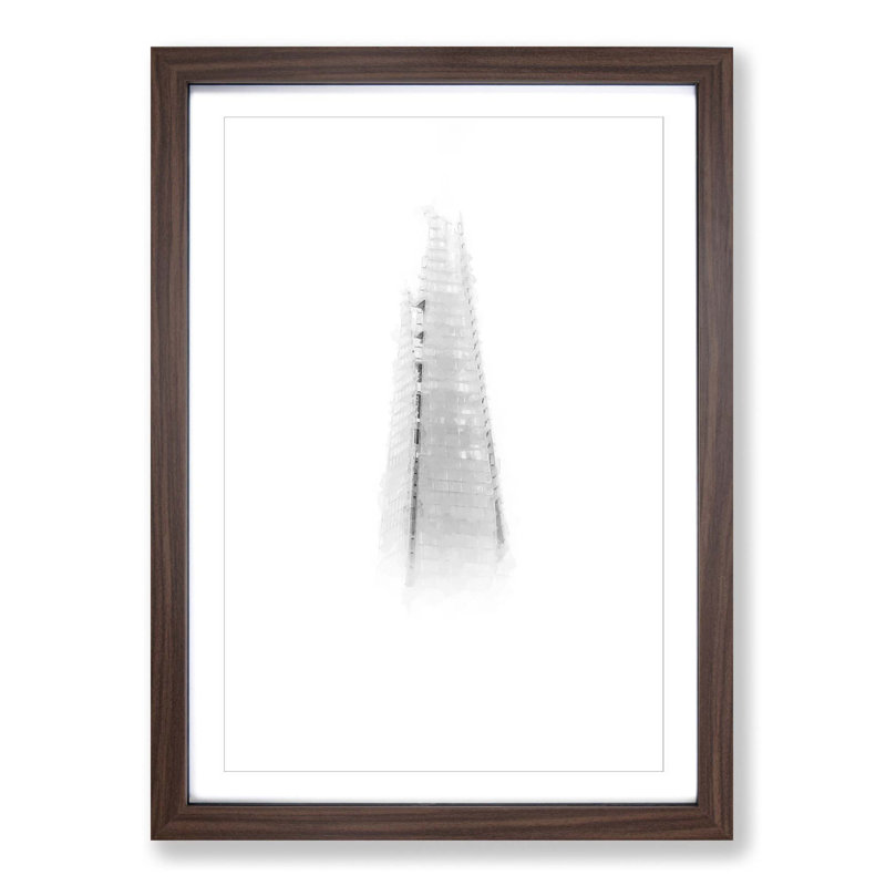 The Shard in London England Abstract Art - Picture Frame Graphic Art Print, 50cm H x 35cm W x 2cm D, Walnut