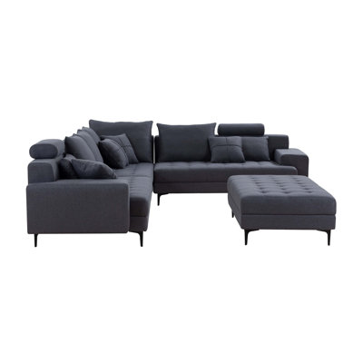 Ryong Upholstered L-Shaped Sectional with Ottoman