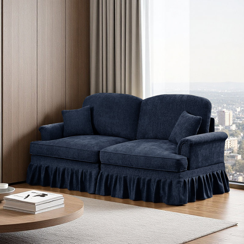 Sofa, Cloud Couch Sectional Sofa, Chenille Loveseat, 36.6" H x 76.4" W x 32.8" D, Blue