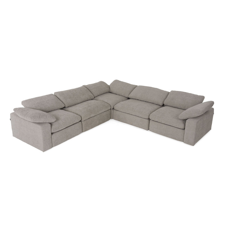 Corinth - Canapé modulaire moderne en tissu gris avec 3 fauteuils inclinables électriques, 100 % polyester gris