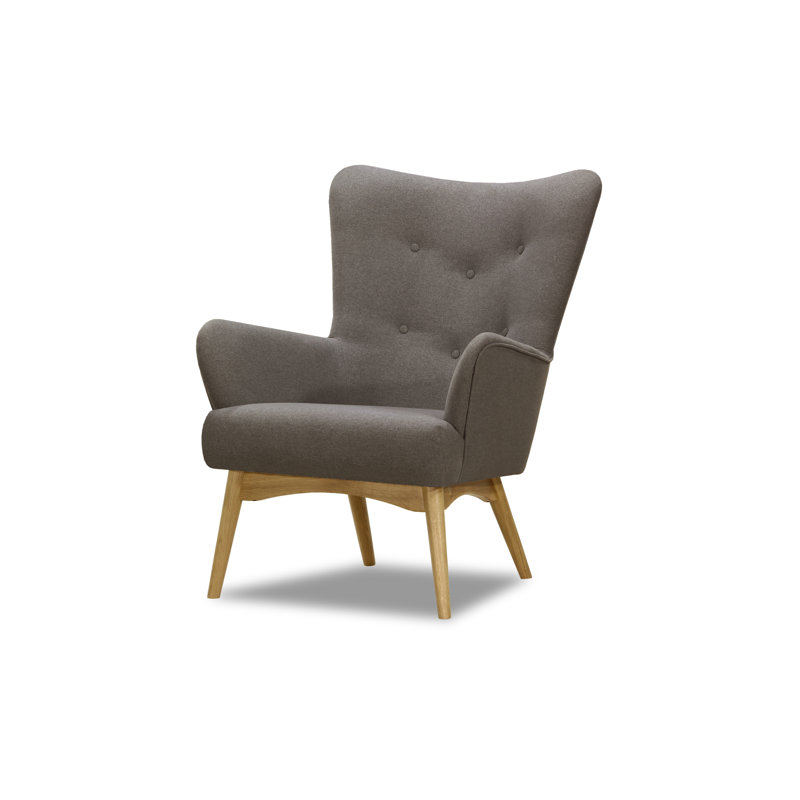 Holli Upholstered Wingback Chair, Hamilton Dark Grey