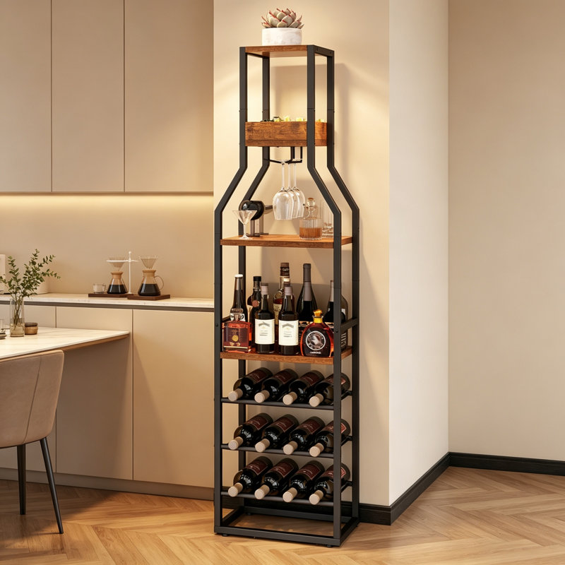 Wine Bottle & Glass Rack Brown
