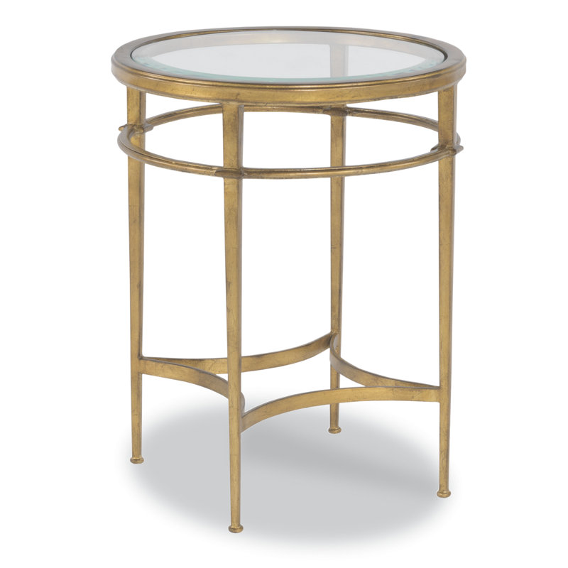 Madeline Glass Top End Table, Gold, 24"H x 19"W