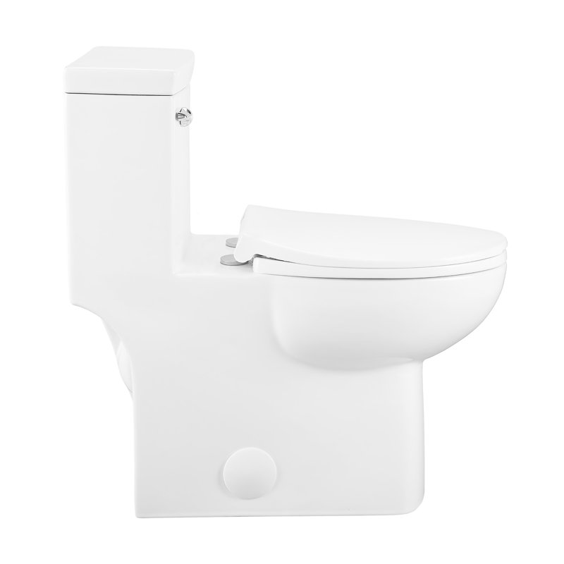 Toilette une pièce Classe, Gauche, Blanc brillant