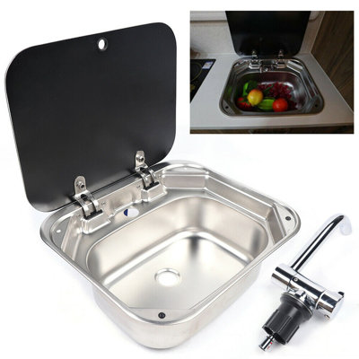 16" W Single Bowl Stainless Steel Inset Sink For RV Countertops with Faucet
