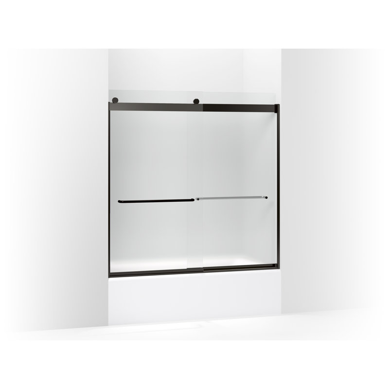 Levity 57" x 59.75" Bypass Bath Door with CleanCoat® Technology, Frosted, Anodized Dark Bronze