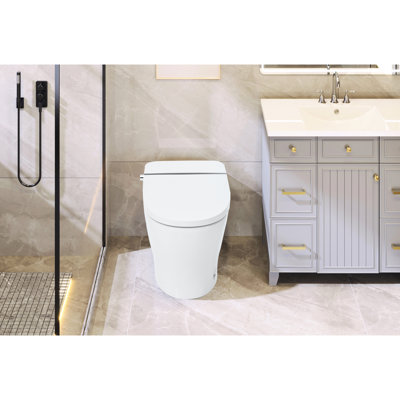 Upmarket Toilet With Self-Cleaning Wand, Dual Flush 1/1.28 , Foot Sensor Flush, White Night , Knob Control, Cold Water Wash, Strong Soft Close, Immaculate Compact, Pristine
