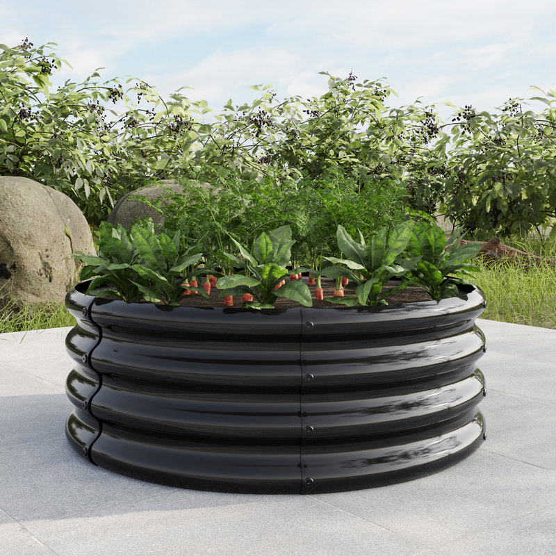 Lit surélevé rond de 32,08 po x 11,4 po de hauteur, H 11,42 po x l 32 po x P 32 po, Noir
